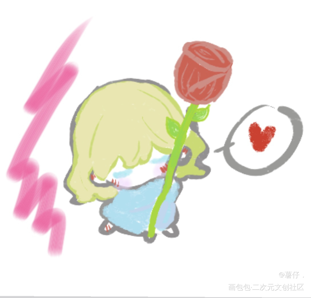 收下吧 我的小玫瑰_唤醒春日主题打卡绘画作品