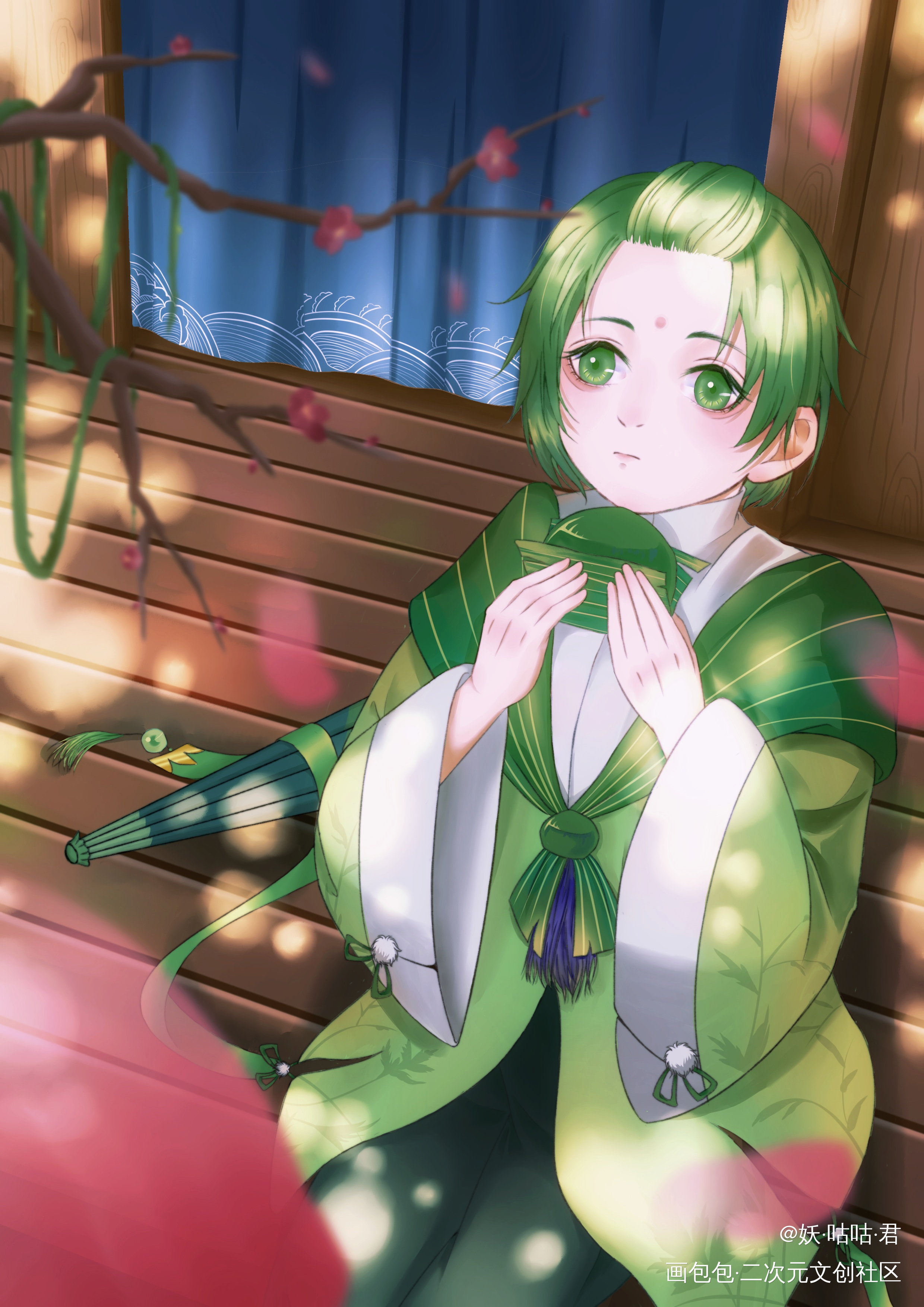 青团～_食物语青团平涂插画同人绘画作品