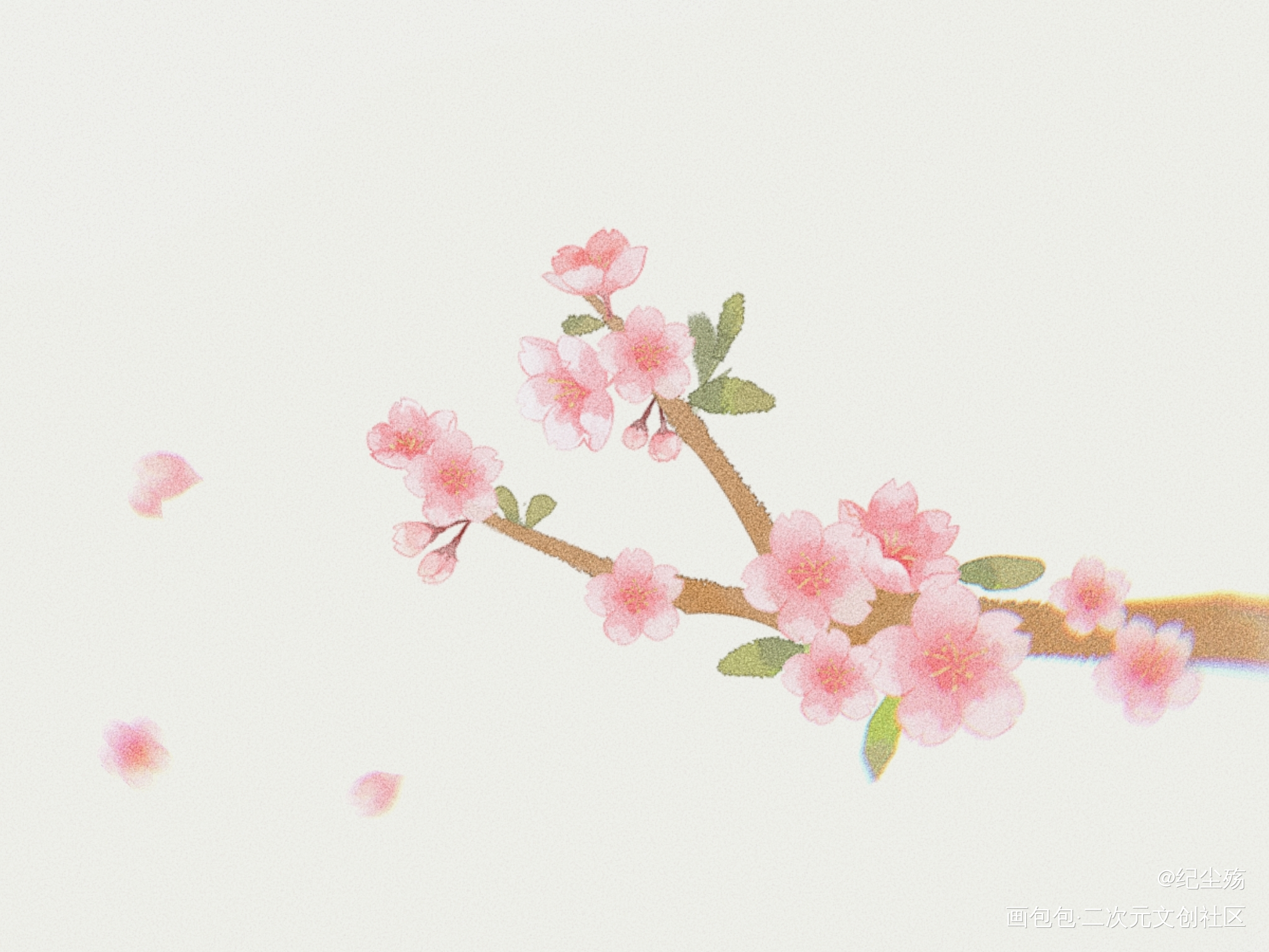 一枝花@(1711o11)@_春花绘画作品