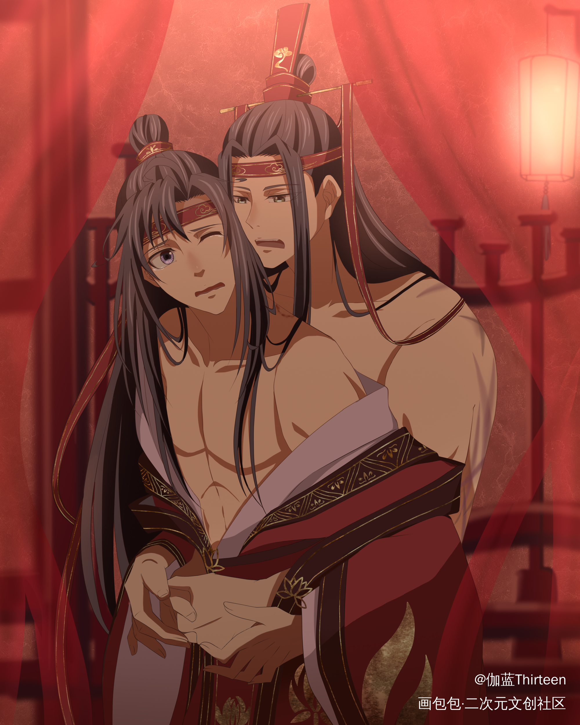 大婚天天图_魔道祖师忘羡平涂绘画作品