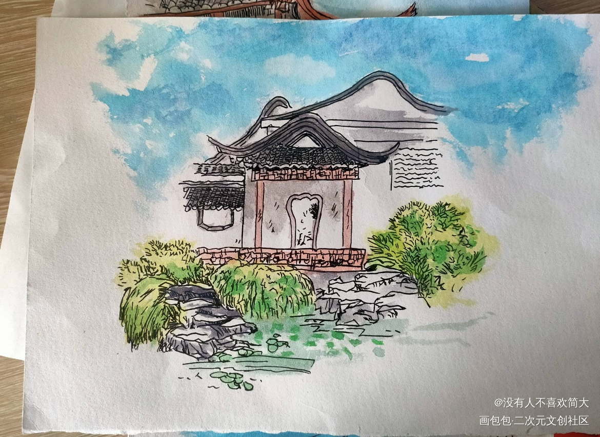 今天分享苏州园林的春景_手绘绘画作品