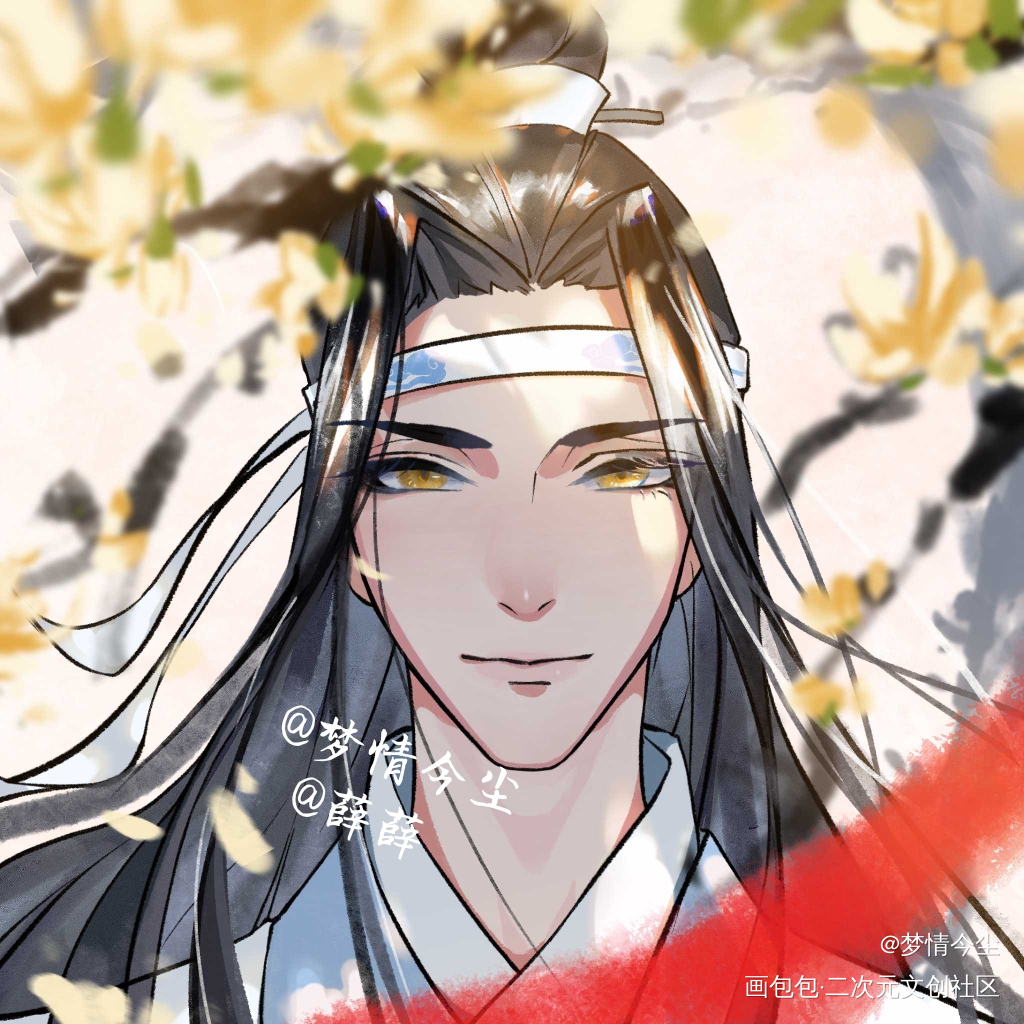 玉兰花下_魔道祖师忘羡蓝忘机魏无羡绘画作品