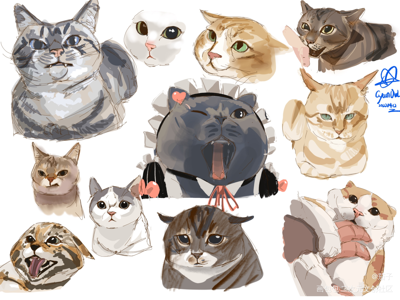 涂点小猫咪_厚涂猫咪绘画作品