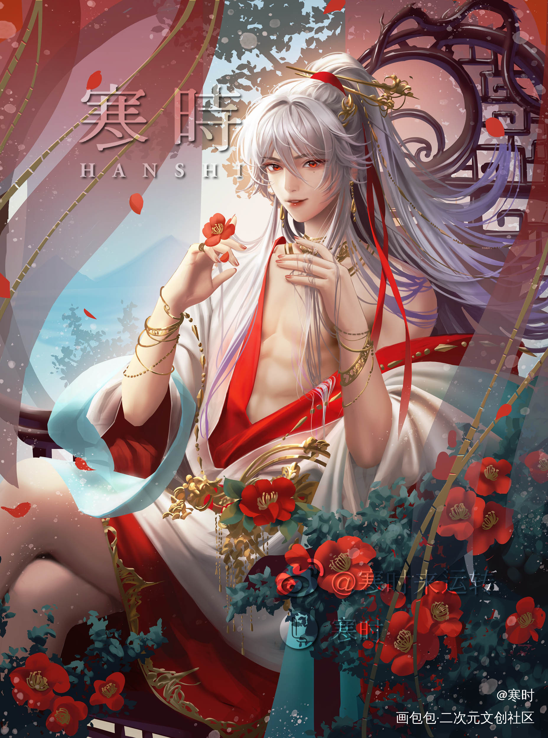 碾雕白玉 罗织红纱_古风厚涂插画稿件展示绘画绘画作品