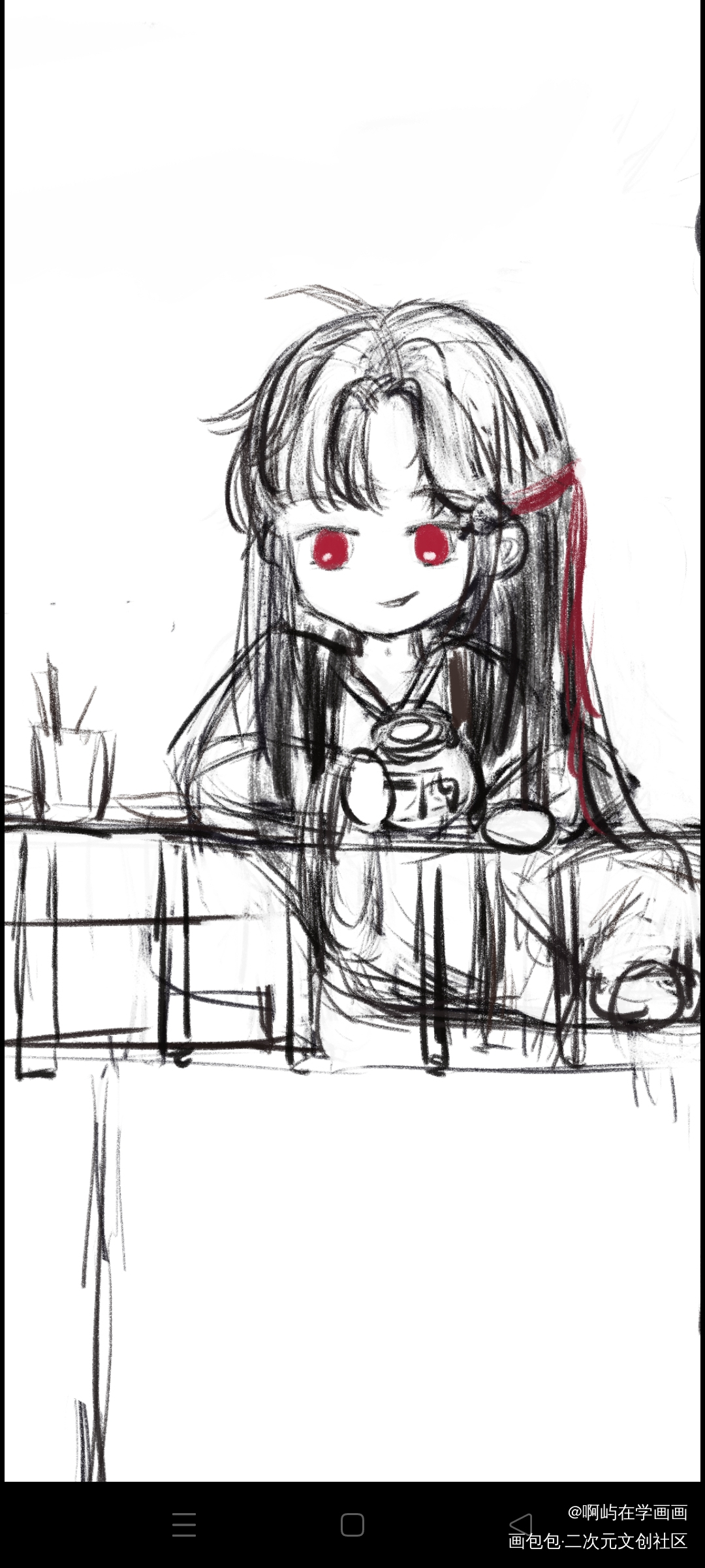 楼台抛花_忘羡Q版板绘绘画作品