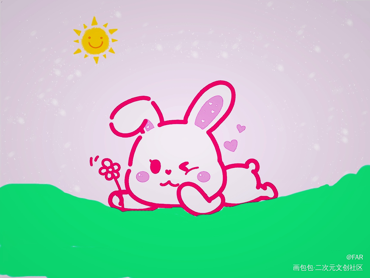 兔兔_平涂风景绘画作品