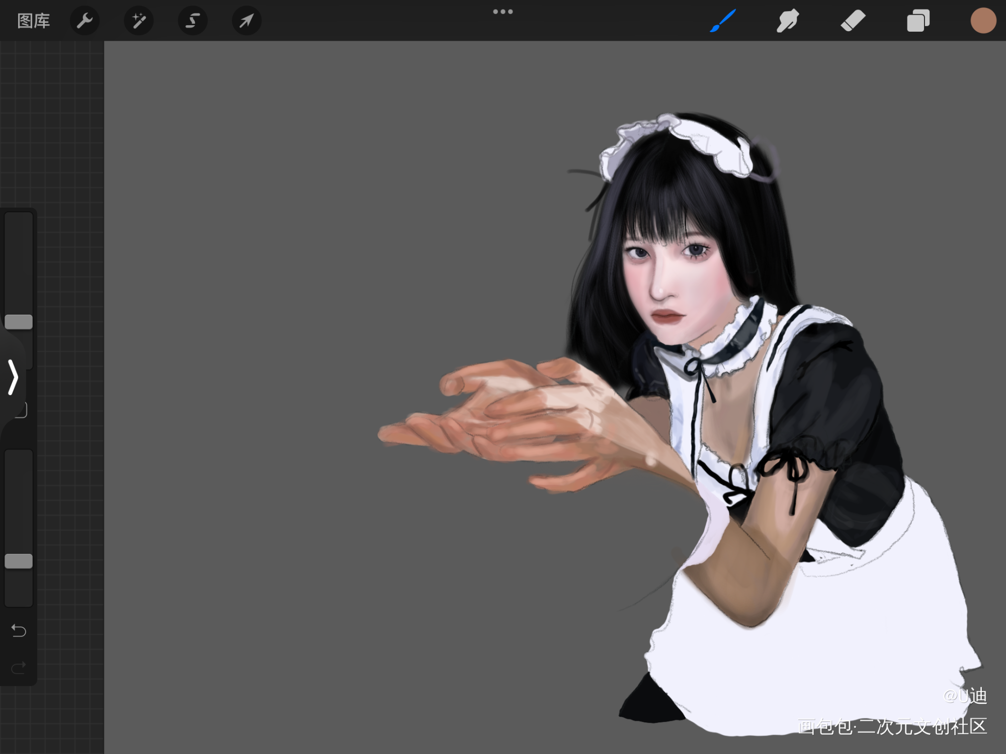 今天也是画美女_手绘厚涂绘画作品