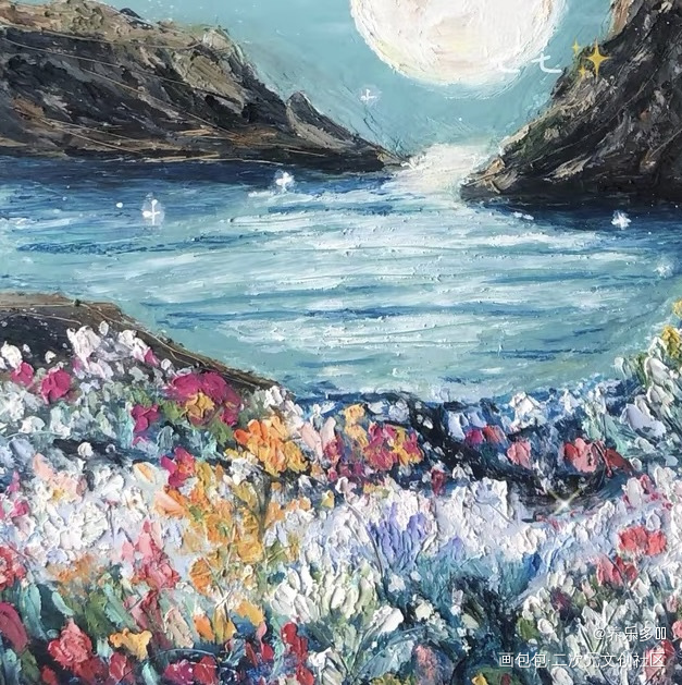 春夜山谷_手绘绘画作品