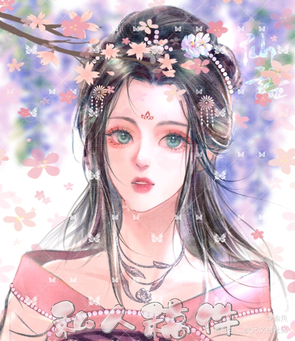 一张小仙女_古风人物古风厚涂半厚涂水彩唤醒春日主题打卡原创女头板绘绘画oc绘画作品