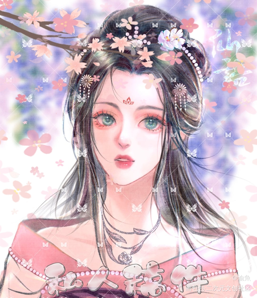 一张小仙女_古风人物古风厚涂半厚涂水彩唤醒春日主题打卡原创女头板绘绘画oc绘画作品