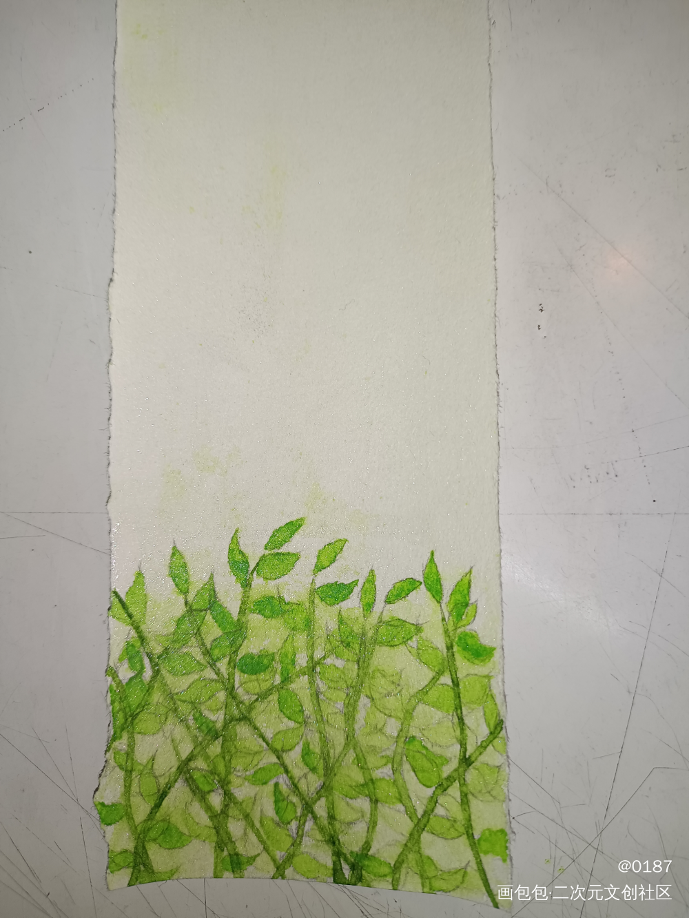 把爱藏进风里，风抚过绿丛_手绘水彩绘画作品