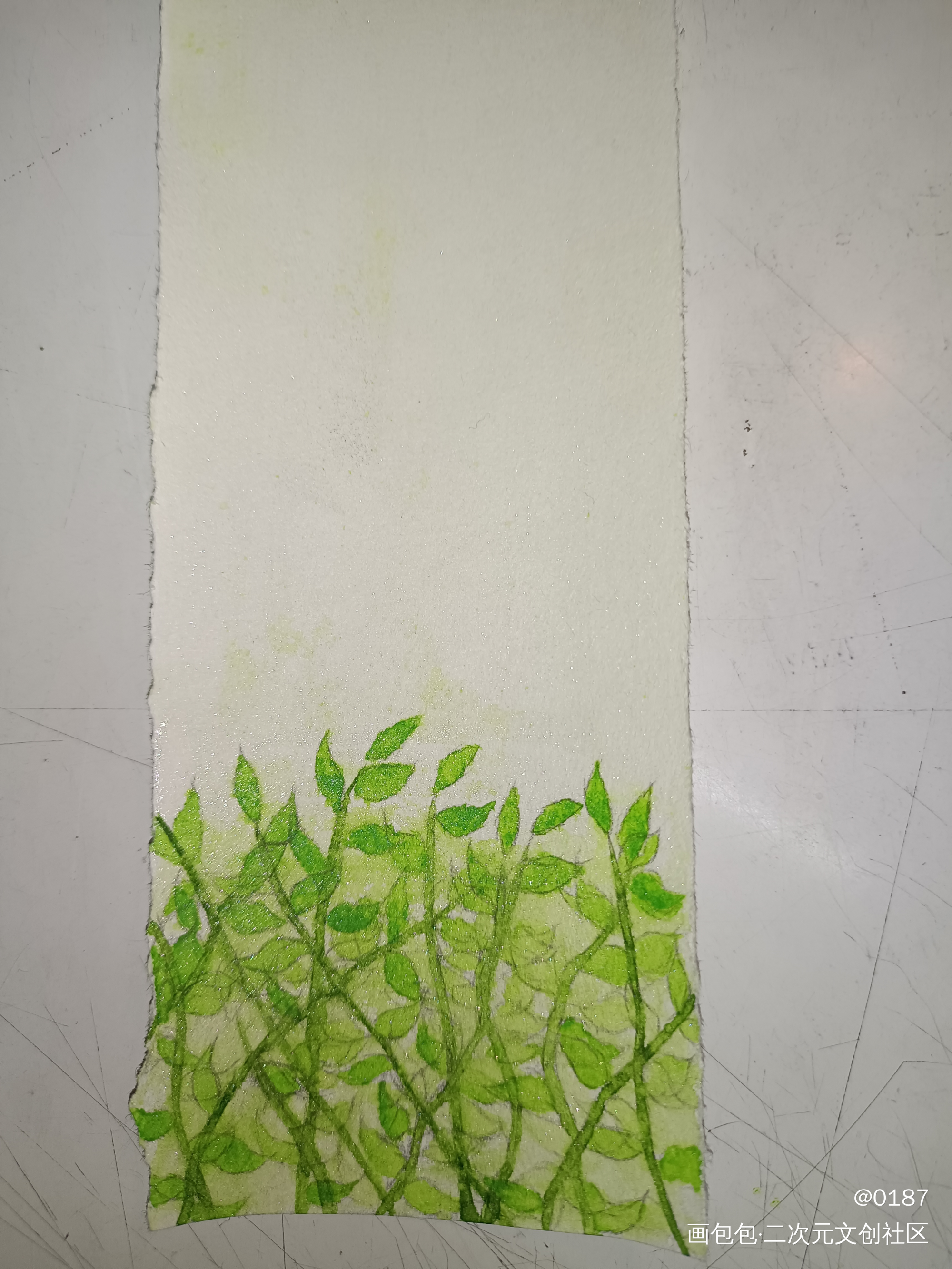 把爱藏进风里，风抚过绿丛_手绘水彩绘画作品