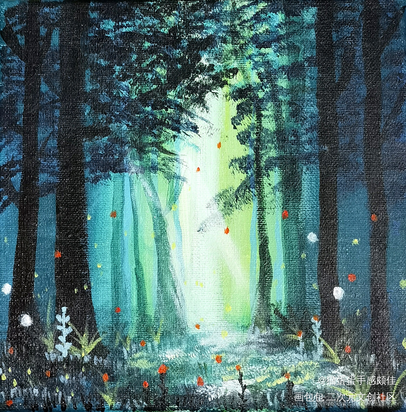 料峭春风吹酒醒 也无风雨也无晴_手绘绘画作品