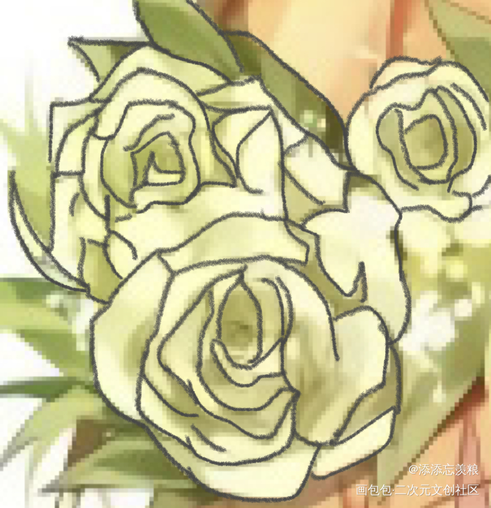 花，但是是绿的_画画临摹绘画作品