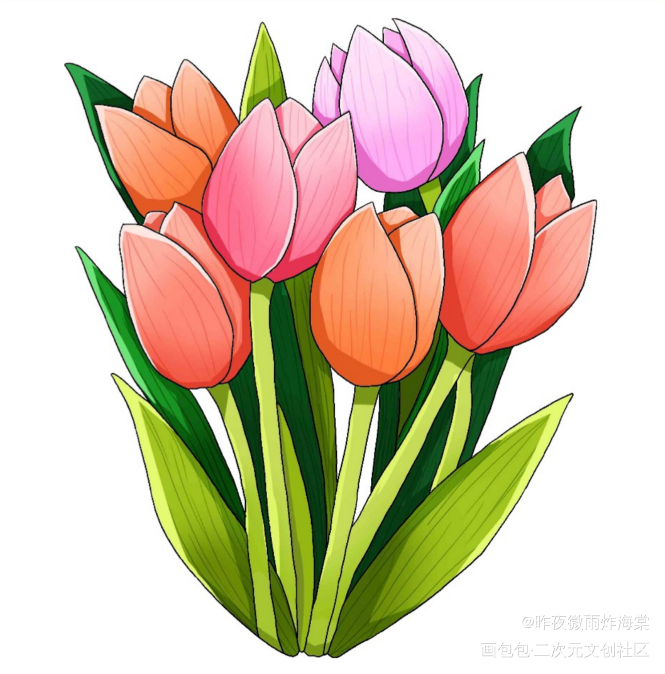 春天打卡_平涂绘画作品