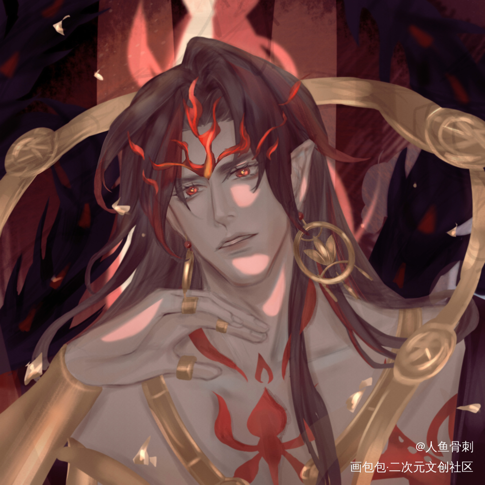 阿修罗阴阳师_阴阳师古风头像插画同人修帝阿修罗帝释天约稿板绘绘画作品