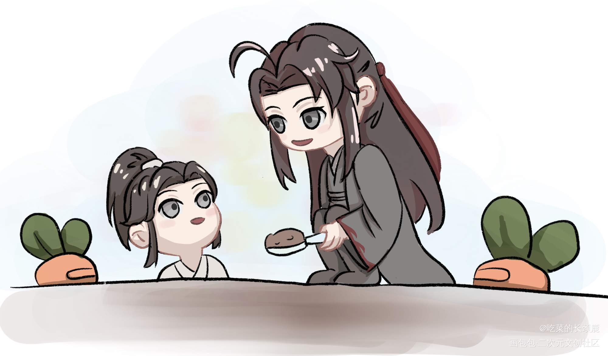 种啊苑_魔道祖师忘羡蓝忘机魏无羡蓝忘机魏无羡Q版绘画作品