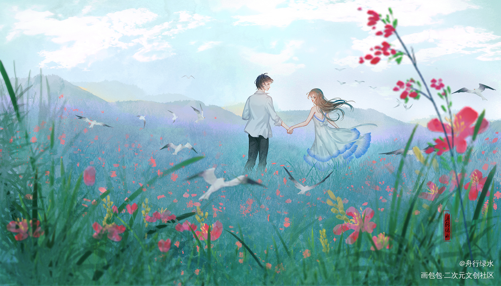 现代场景练习_平涂插画原创绘画作品