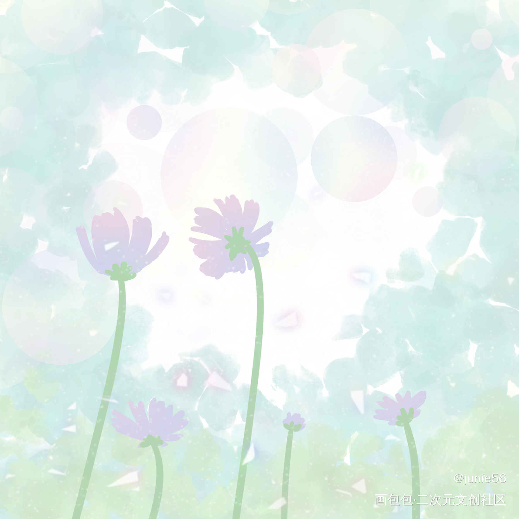 美丽花花_平涂日系绘画作品