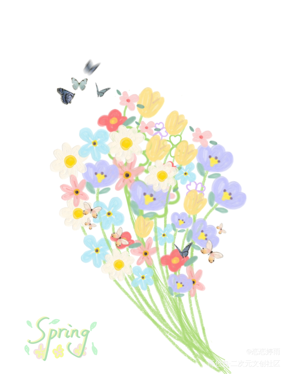 春_平涂绘画作品