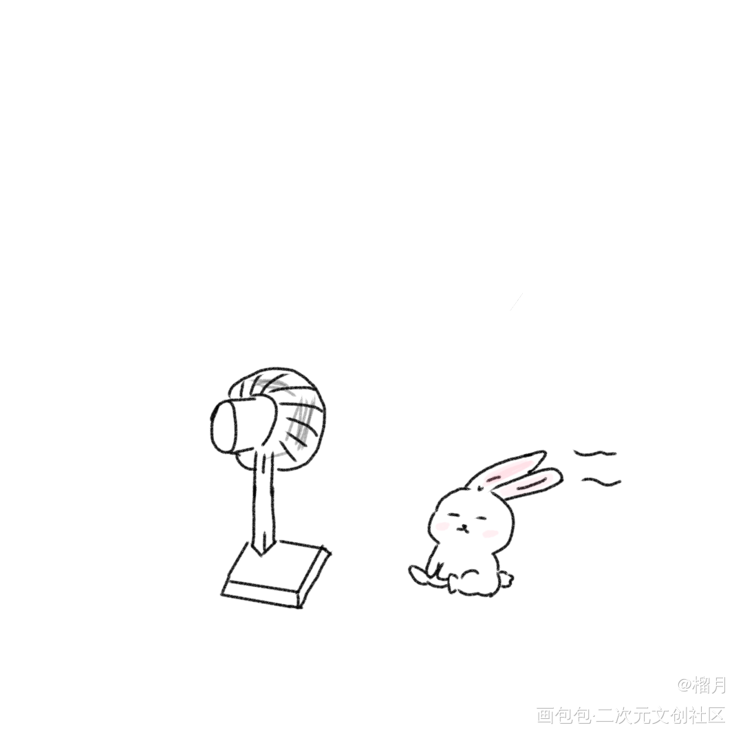 兔兔吹风_手绘绘画作品