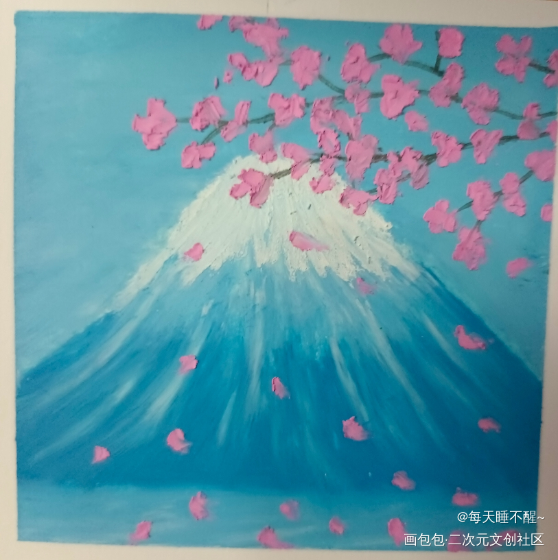 樱花_唤醒春日主题打卡油画棒绘画作品