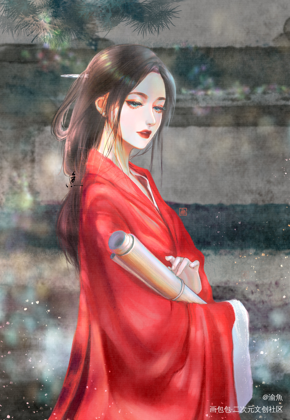 康康这个仙女，一张跨年摸鱼填坑_古风人物古风厚涂半厚涂头像唤醒春日主题打卡绘画绘画作品