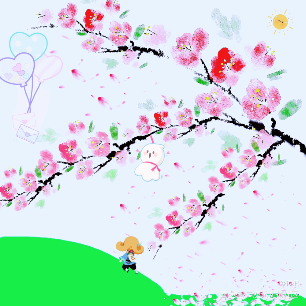 寄给春天的信_平涂风景绘画作品