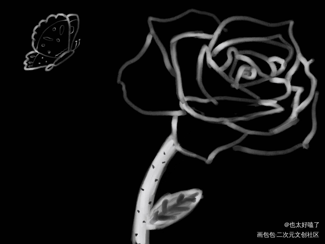 玫瑰_手绘绘画作品