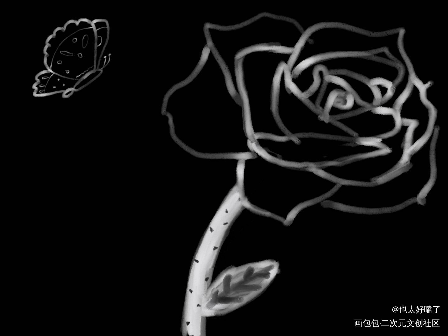玫瑰_手绘绘画作品