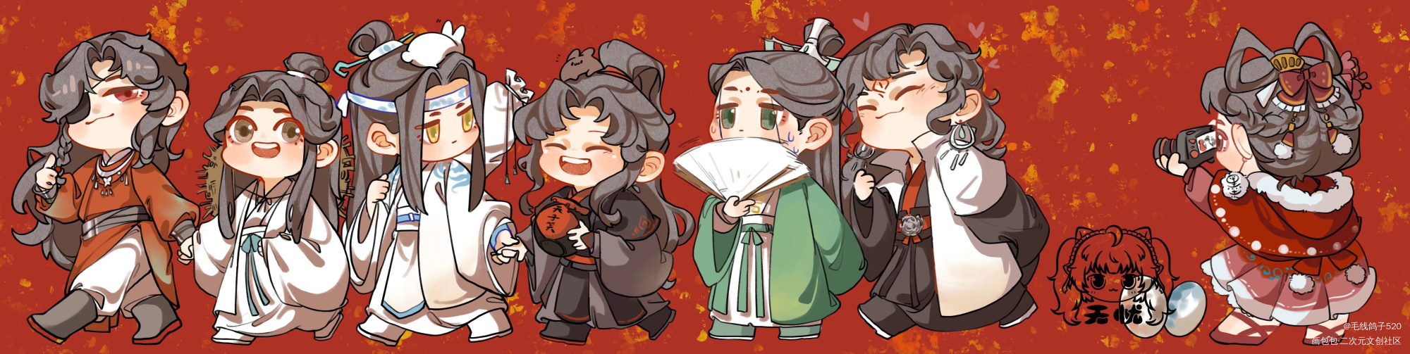 全家福(๑>؂<๑）_人渣反派自救系统天官赐福魔道祖师冰秋花怜忘羡墨香铜臭绘画作品