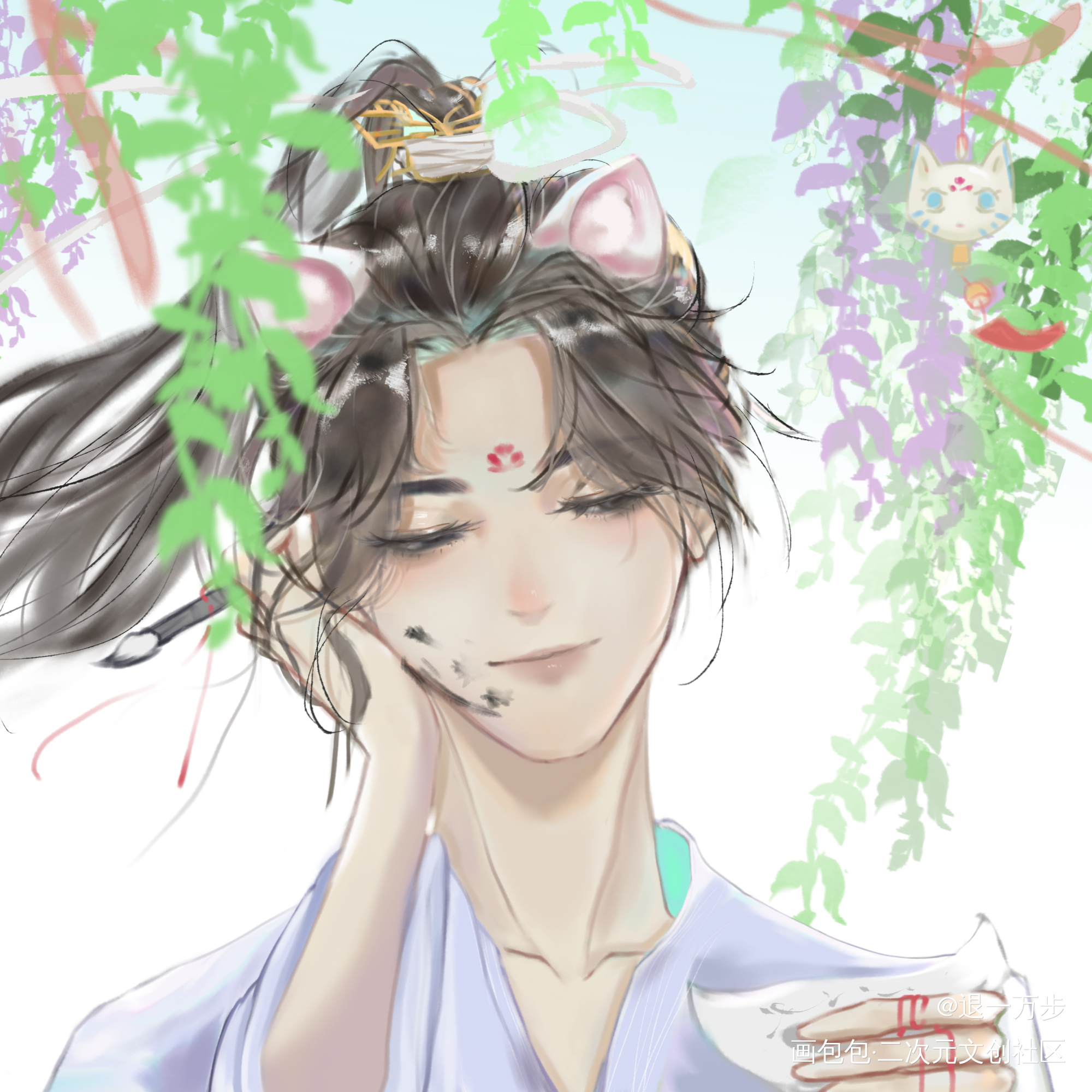 试一试_二哈和他的白猫师尊燃晚绘画作品