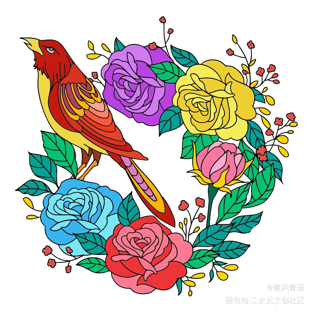 花鸟_模板绘画作品