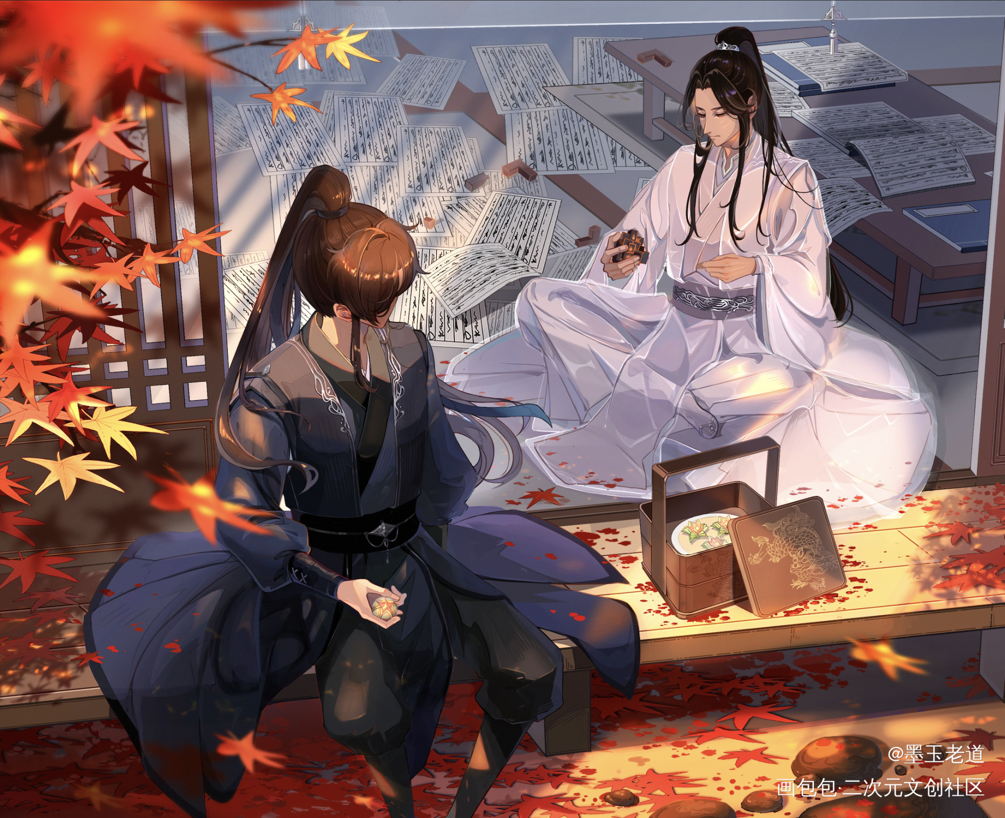 二哈和他的白猫师尊_二哈和他的白猫师尊燃晚手绘古风平涂日系绘画绘画作品
