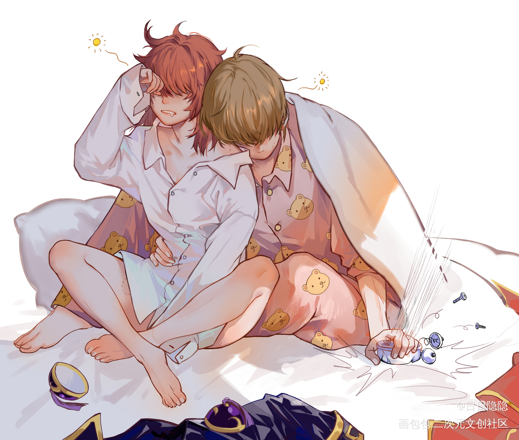 银魂冲神冲田总悟神乐绘画作品