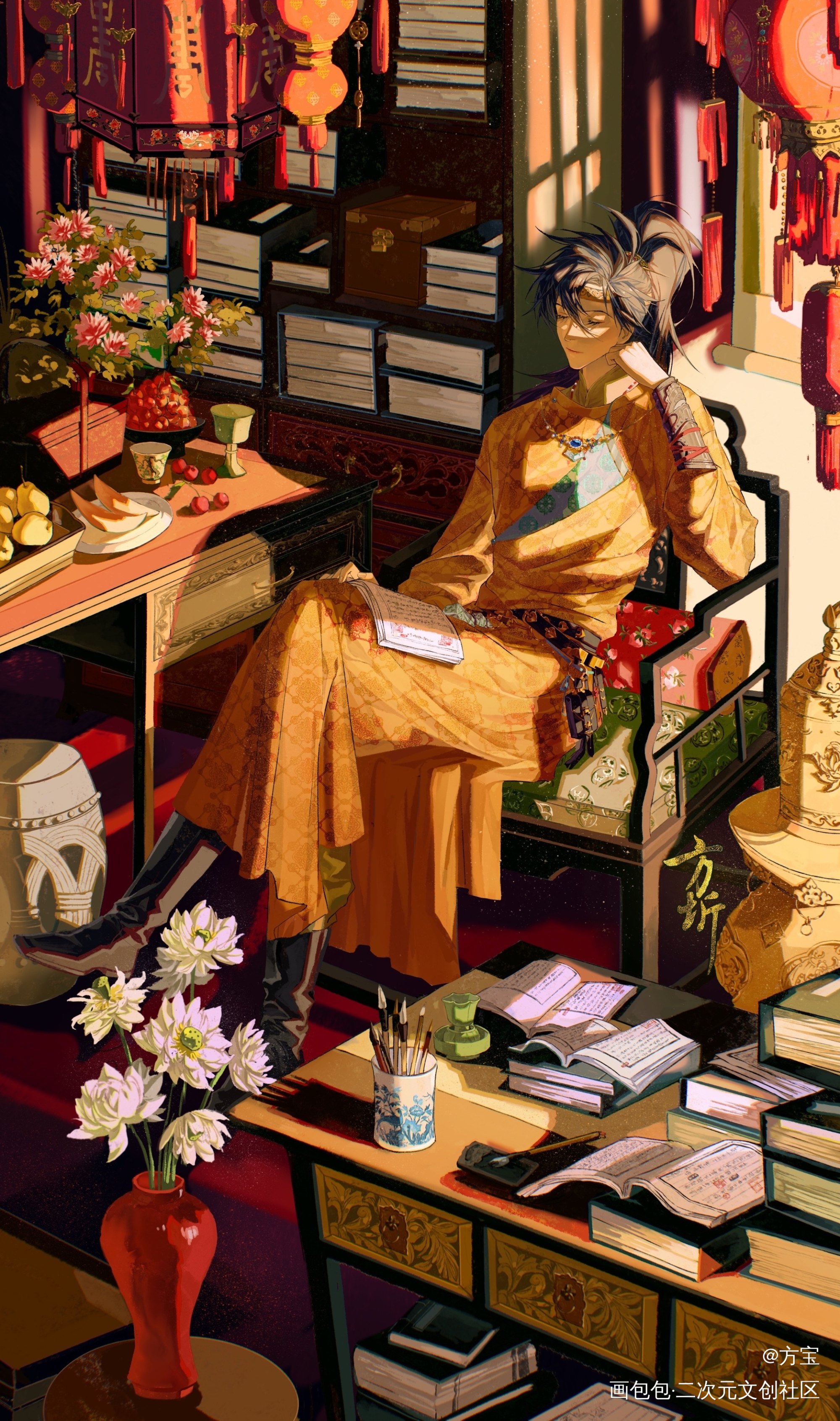 午后_涂鸦日系插画procreat我的好大儿和好二儿原创oc绘画作品