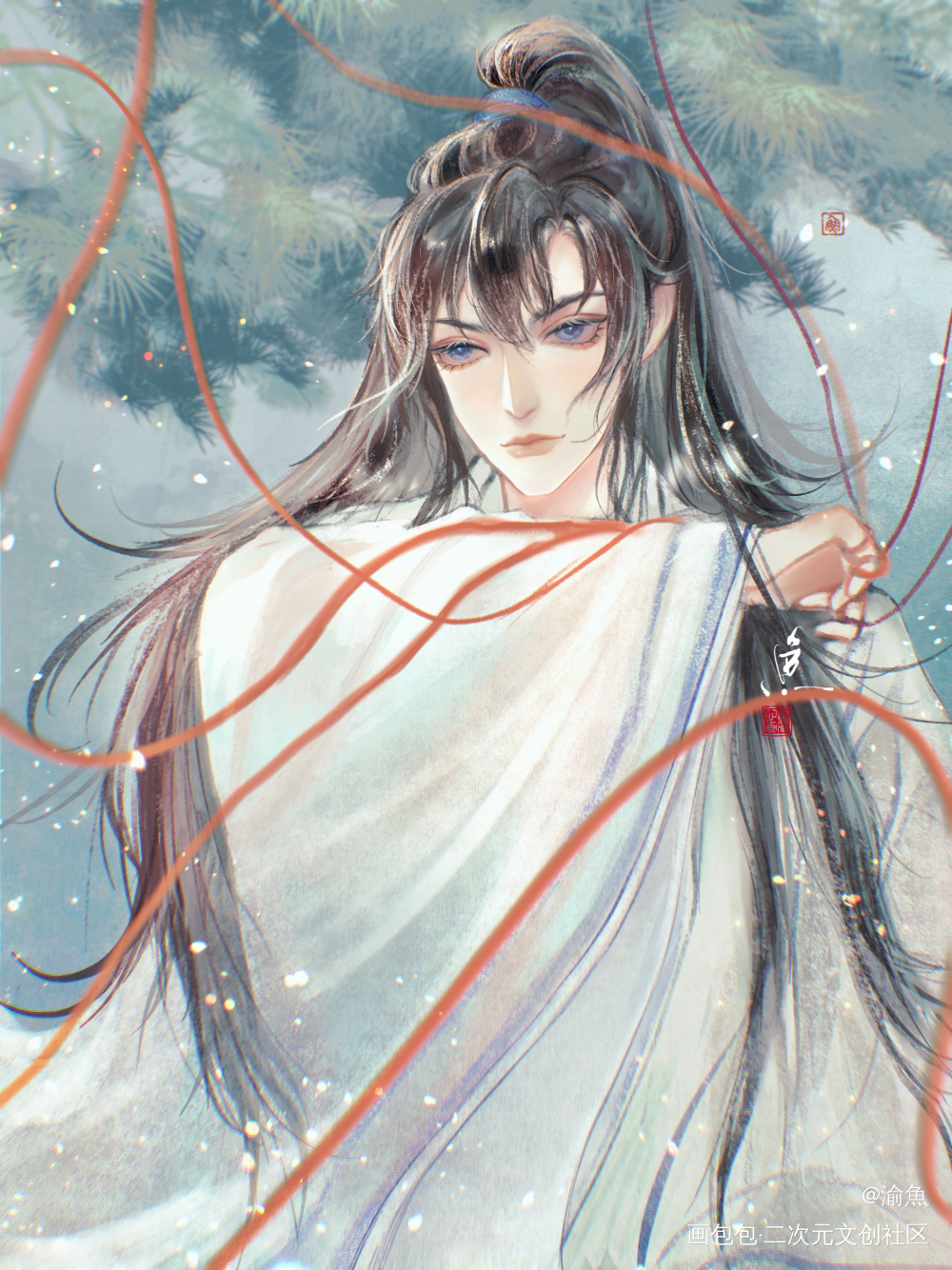 小雪人闻时_木苏里判官闻时古风半厚涂水彩插画唤醒春日主题打卡板绘绘画绘画作品