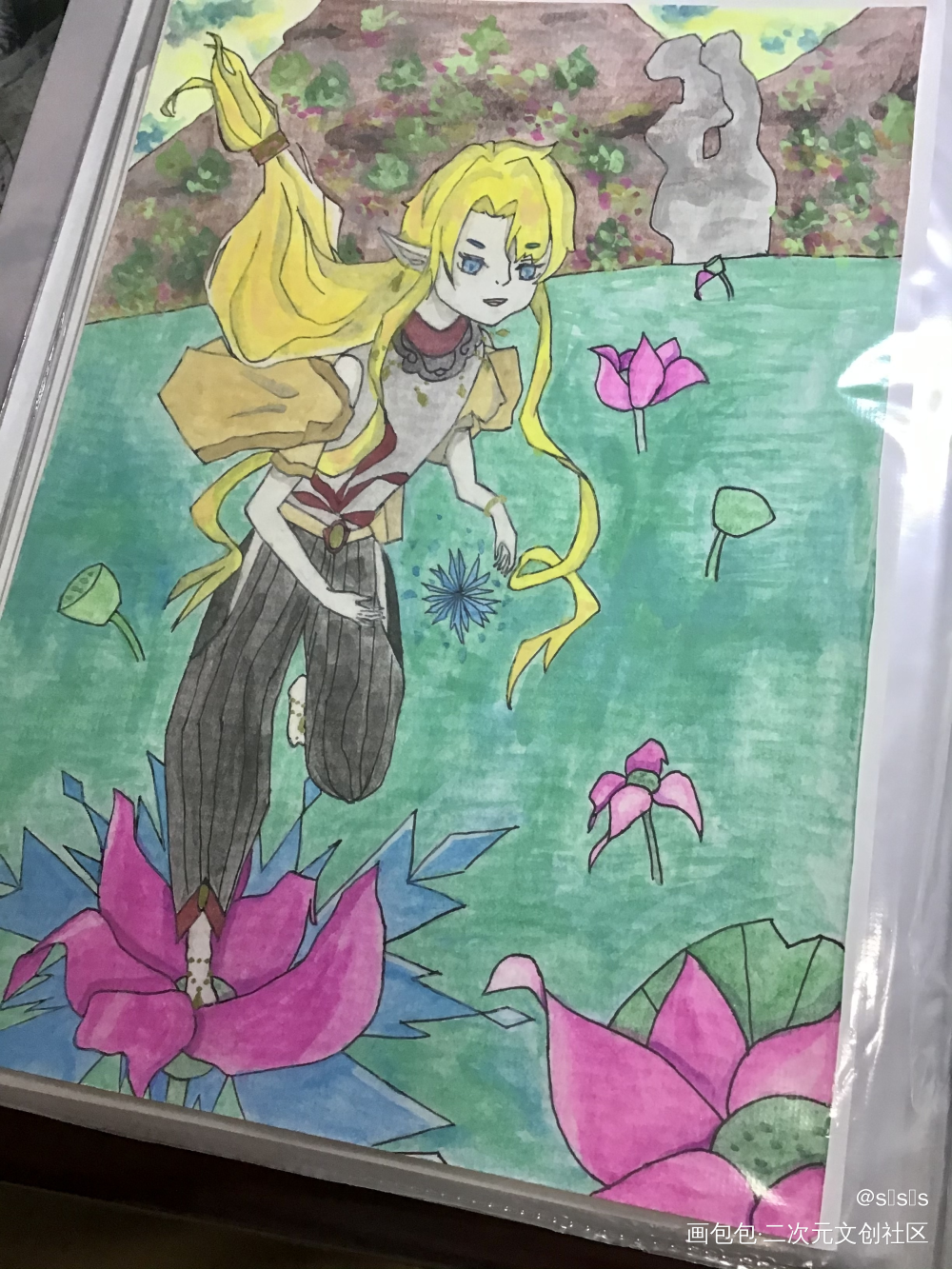 _手绘古风水彩绘画作品