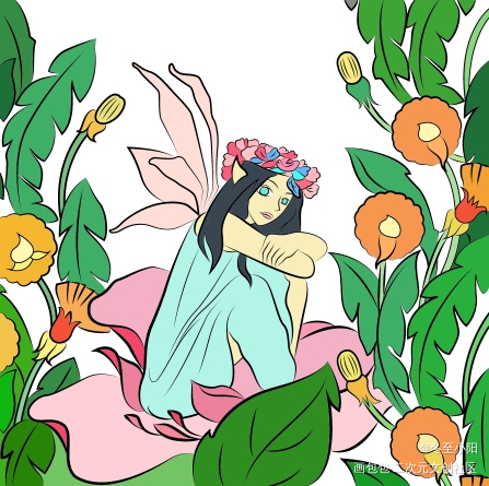 曼妙花仙子_平涂绘画作品