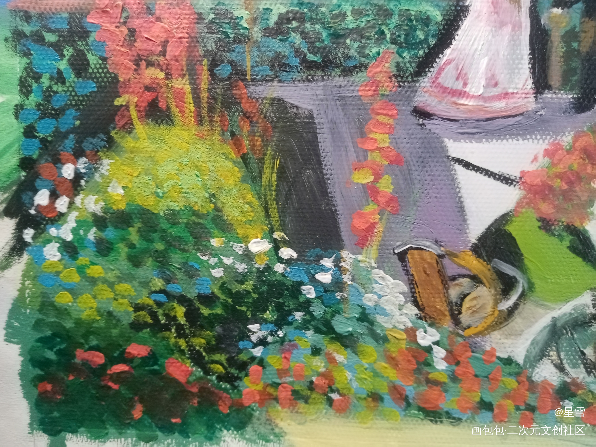是春天里阳光明媚的一个角落呀_唤醒春日主题打卡绘画作品