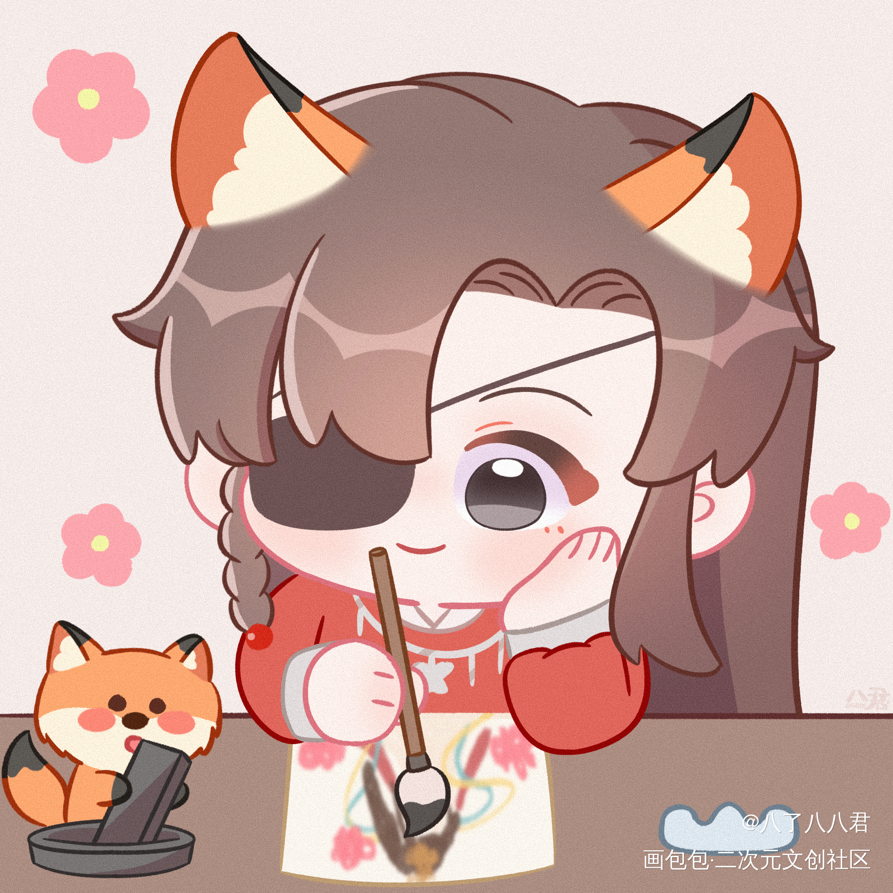 Hua_天官赐福花城平涂Q版绘画绘画作品