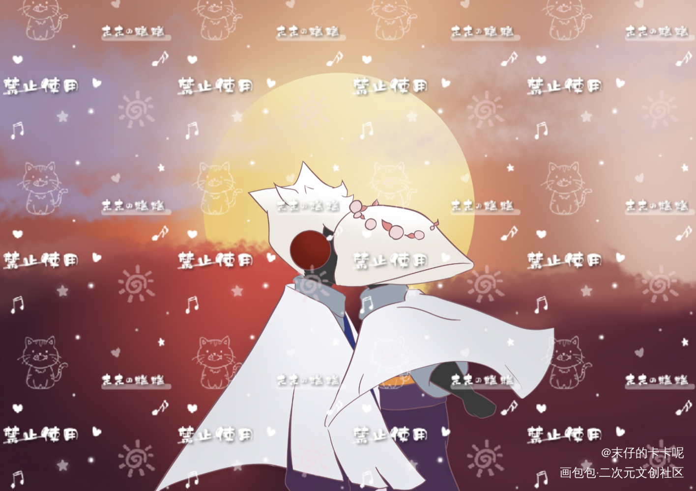 双子亲亲❤️_光遇光遇平菇光遇卡卡霞谷双子绘画作品