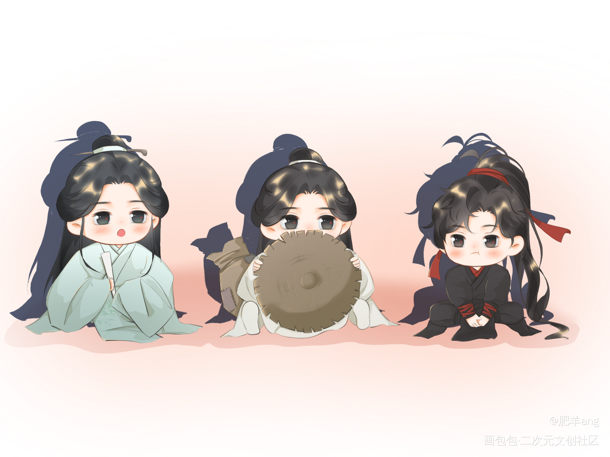 三对儿，齐啦_人渣反派自救系统天官赐福魔道祖师冰秋花怜忘羡绘画作品
