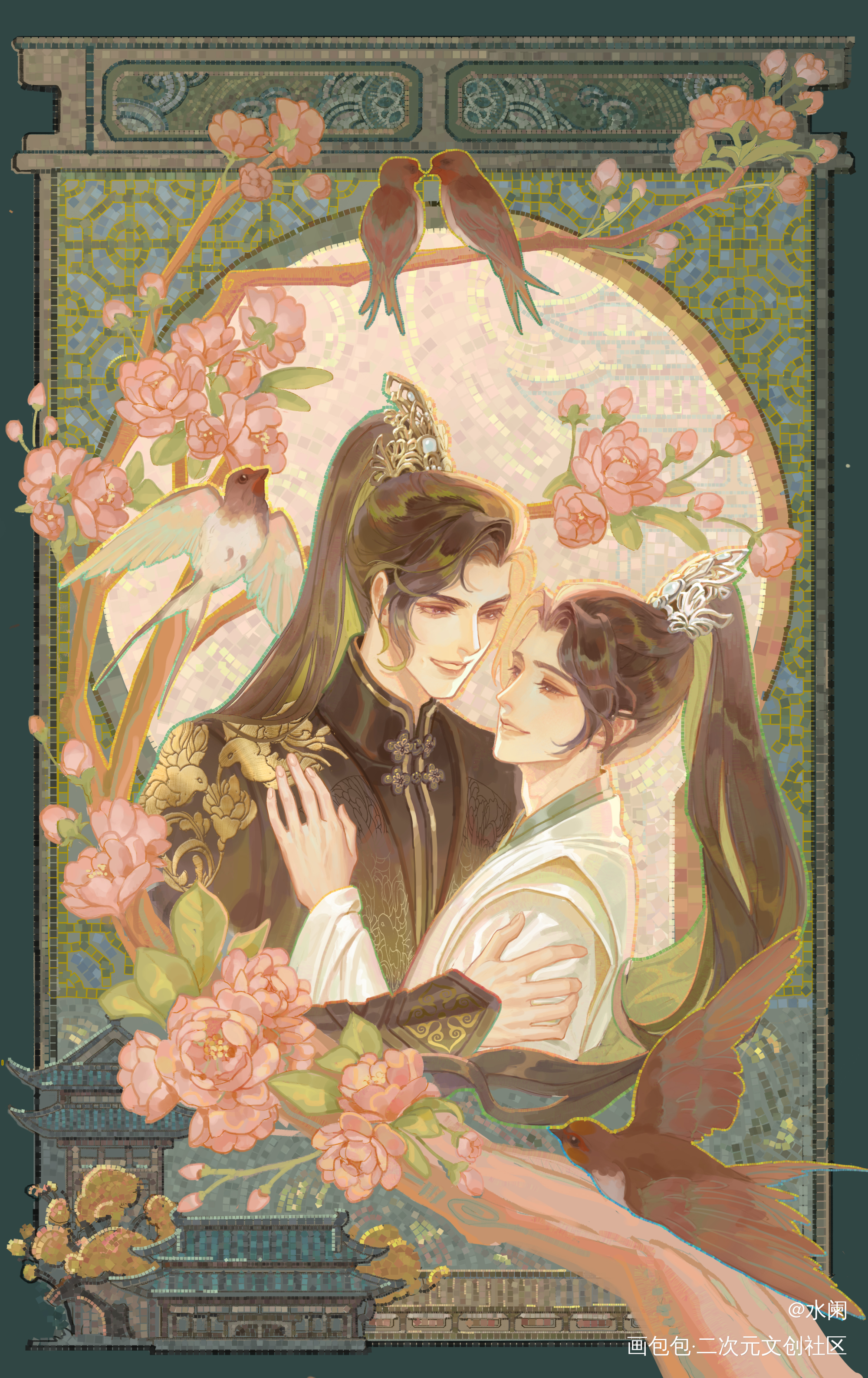 梁上燕_二哈和他的白猫师尊燃晚墨燃楚晚宁日系同人绘画作品