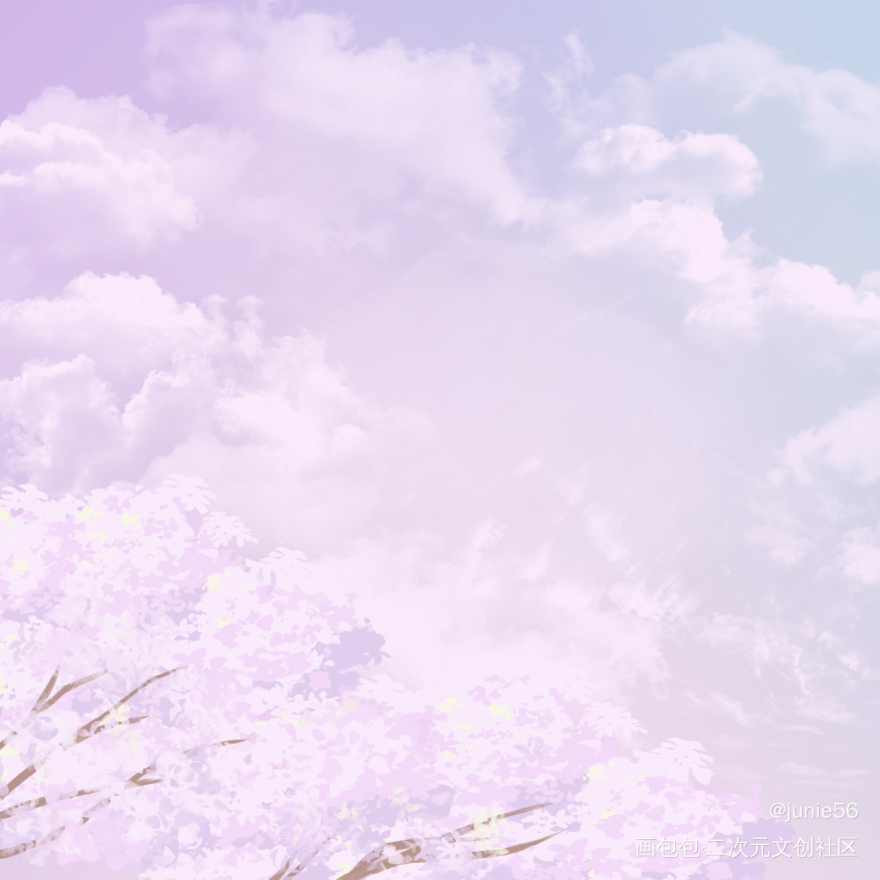 樱色天空_日系绘画作品