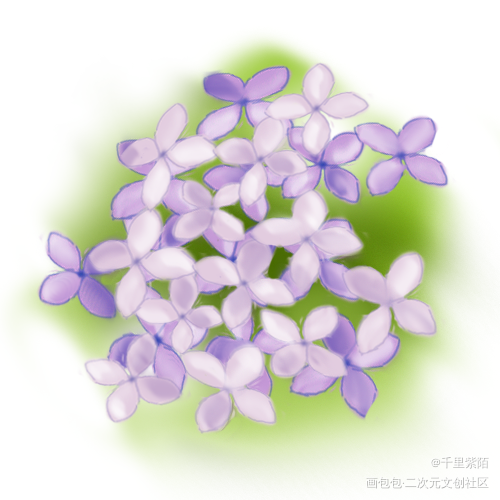 丁香空结雨中愁_水彩平涂绘画作品