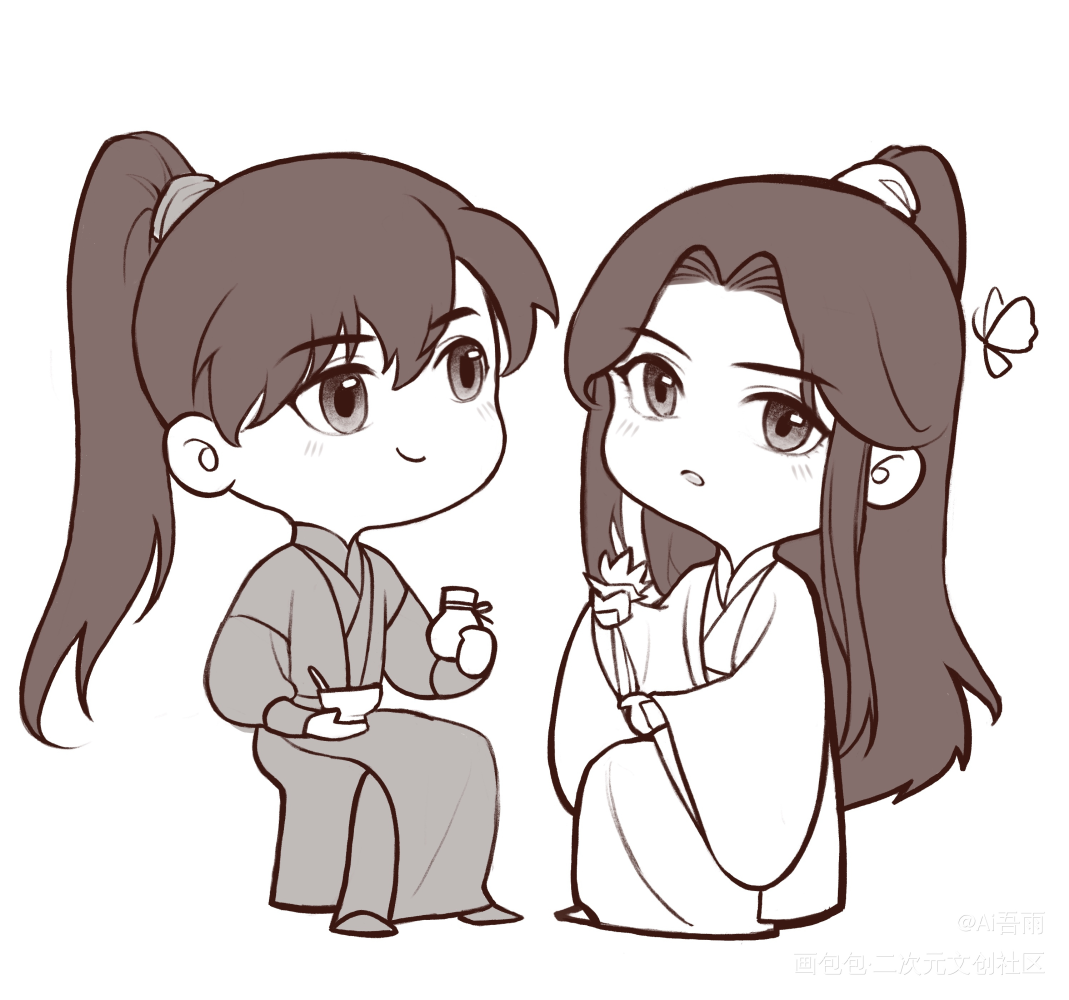 可可爱爱_二哈和他的白猫师尊燃晚墨燃楚晚宁绘画作品