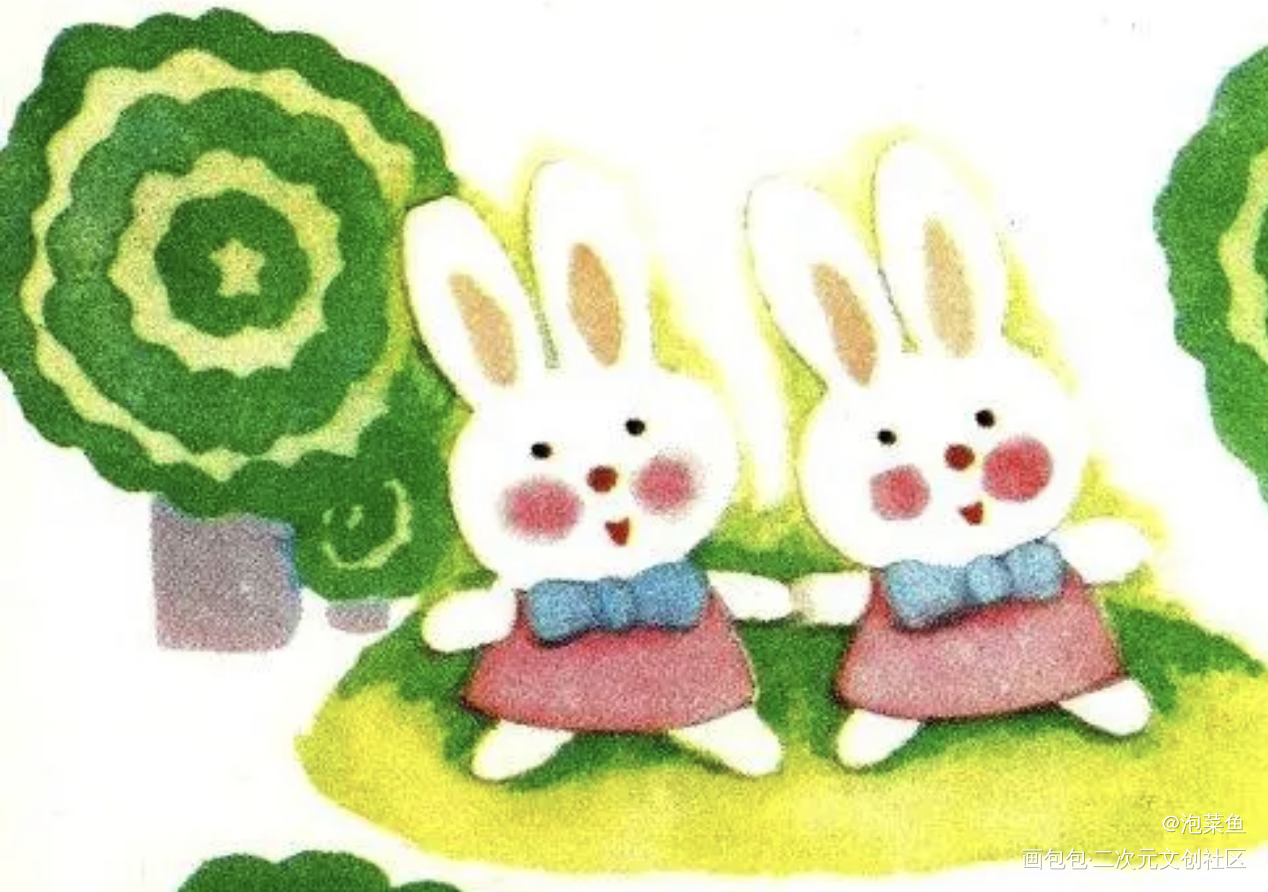 小兔兔和树～_手绘唤醒春日主题打卡绘画作品