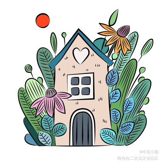 春天里的童话屋_平涂绘画作品