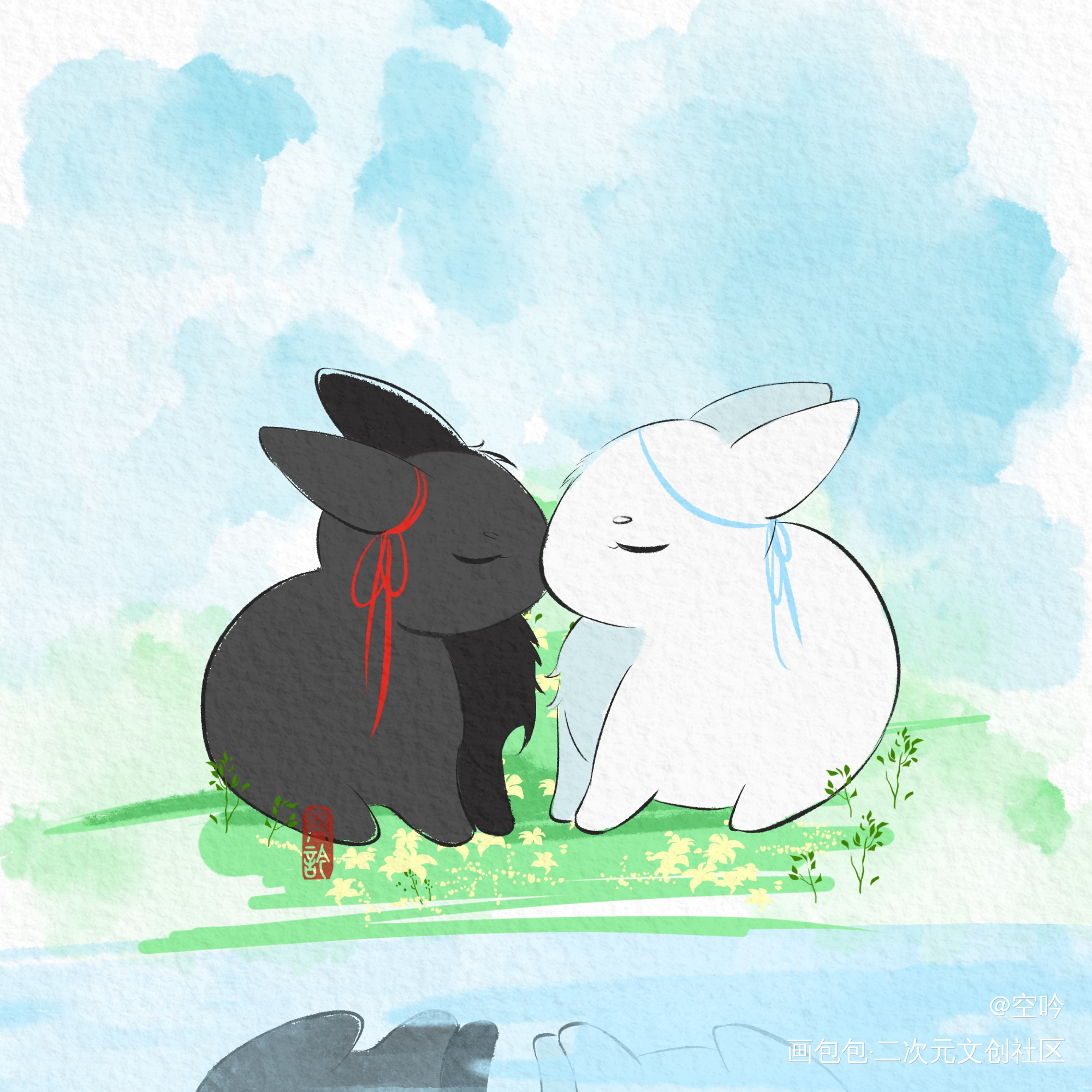 【打卡】兔兔贴贴_魔道祖师忘羡绘画作品